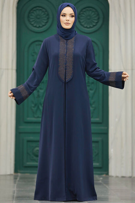  Navy Blue Women Abaya 31132L - NEVA STYLE