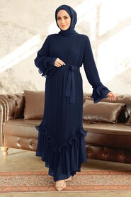  Navy Blue Women Dress 3856L - NEVA STYLE