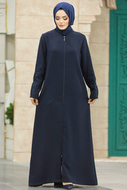  Navy Blue Women Turkish Abaya 10081L - 1