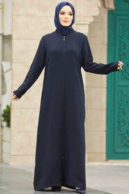  Navy Blue Women Turkish Abaya 10081L - 2