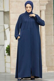  Navy Blue Women Turkish Abaya 11065L - 2