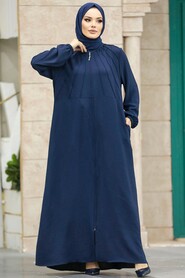  Navy Blue Women Turkish Abaya 11065L - 1