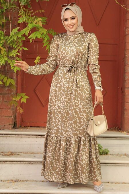 Oil Green High Quality Dress 3430YY - NEVA STYLE