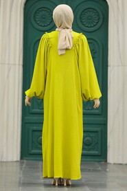  Oil Green Muslim Dress 5887YY - 3