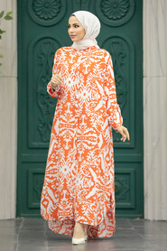  Orange Hijab Turkish Dress 50104T - 1