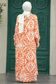  Orange Hijab Turkish Dress 50104T - 3