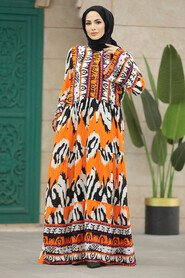  Orange Hijab Turkish Dress 5037T - 2