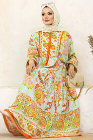 Neva Style - Orange Long Dress for Muslim Ladies 50621T - Thumbnail