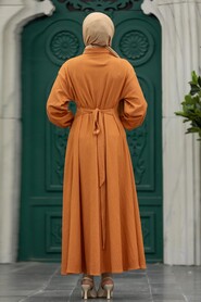  Orange Muslim Long Dress Style 5858T - 3