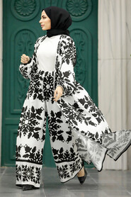  Patterned Black Hijab For Women Dual Suit 50043S - 1