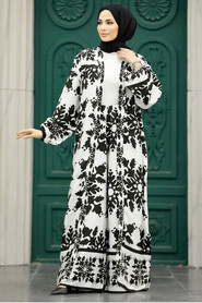  Patterned Black Hijab For Women Dual Suit 50043S - 2
