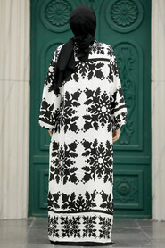  Patterned Black Hijab For Women Dual Suit 50043S - 3