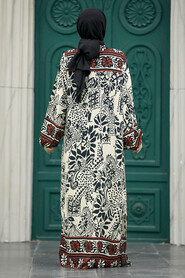 Patterned Black Hijab For Women Dual Suit 50047S - 3