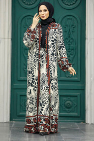  Patterned Black Hijab For Women Dual Suit 50047S - 2