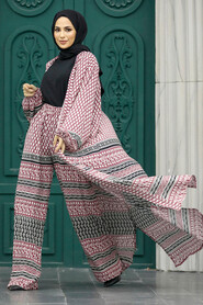 Neva Style - Patterned Cherry Hijab For Women Dual Suit 50042VSN - Thumbnail