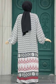  Patterned Ecru Hijab For Women Dual Suit 50042E - 2