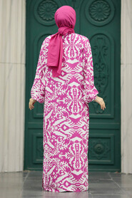  Patterned Fushia Hijab For Women Dual Suit 50044F - 3