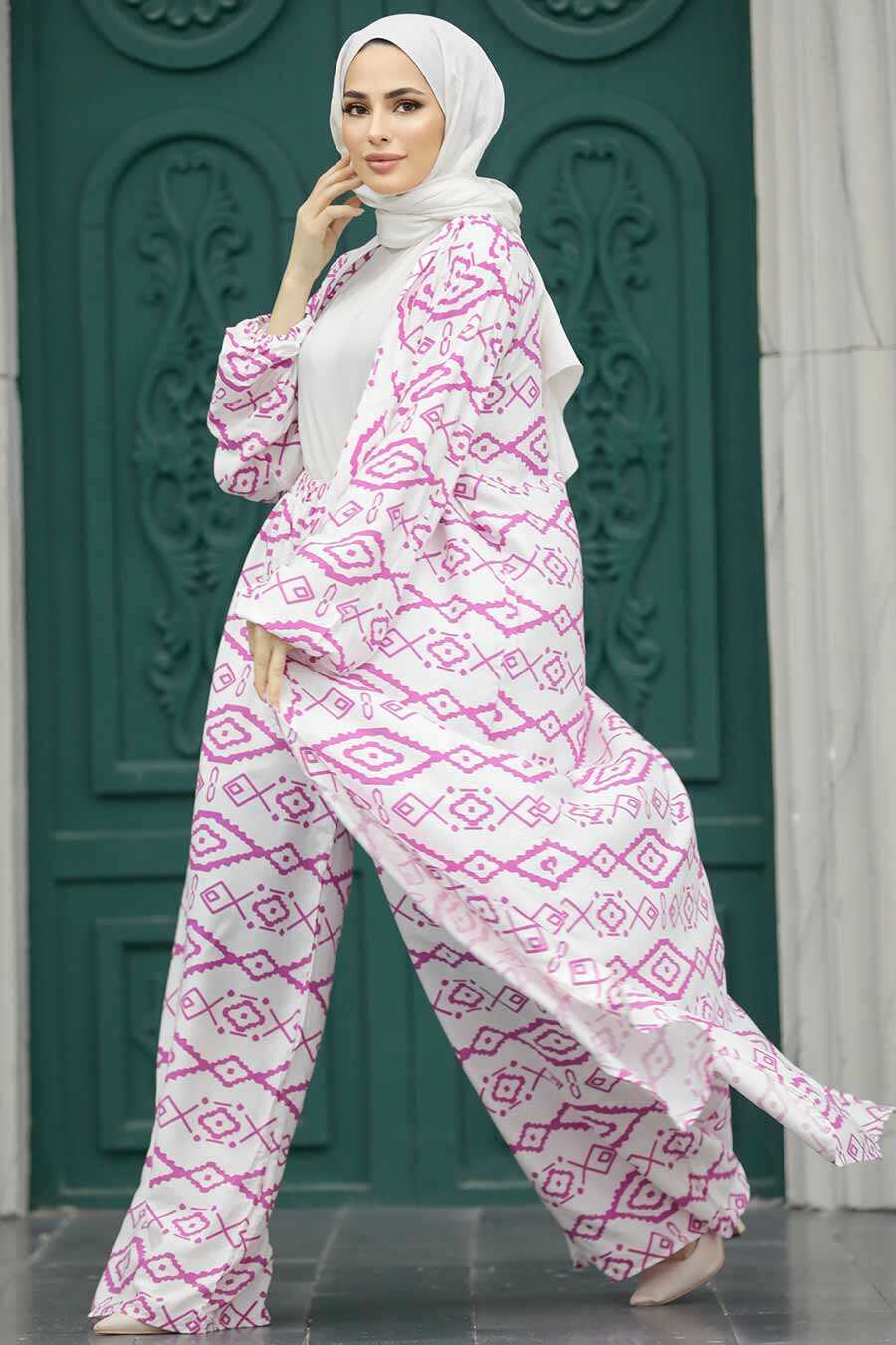 Neva Style - Patterned Hijab For Women Dual Suit 50042DSN21