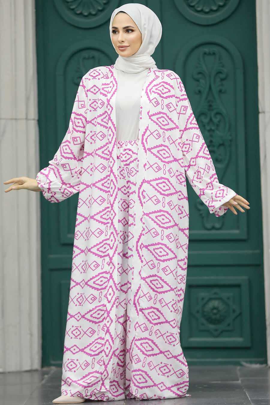 Neva Style - Patterned Hijab For Women Dual Suit 50042DSN21