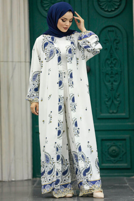  Patterned Hijab For Women Dual Suit 50042DSN23 - NEVA STYLE