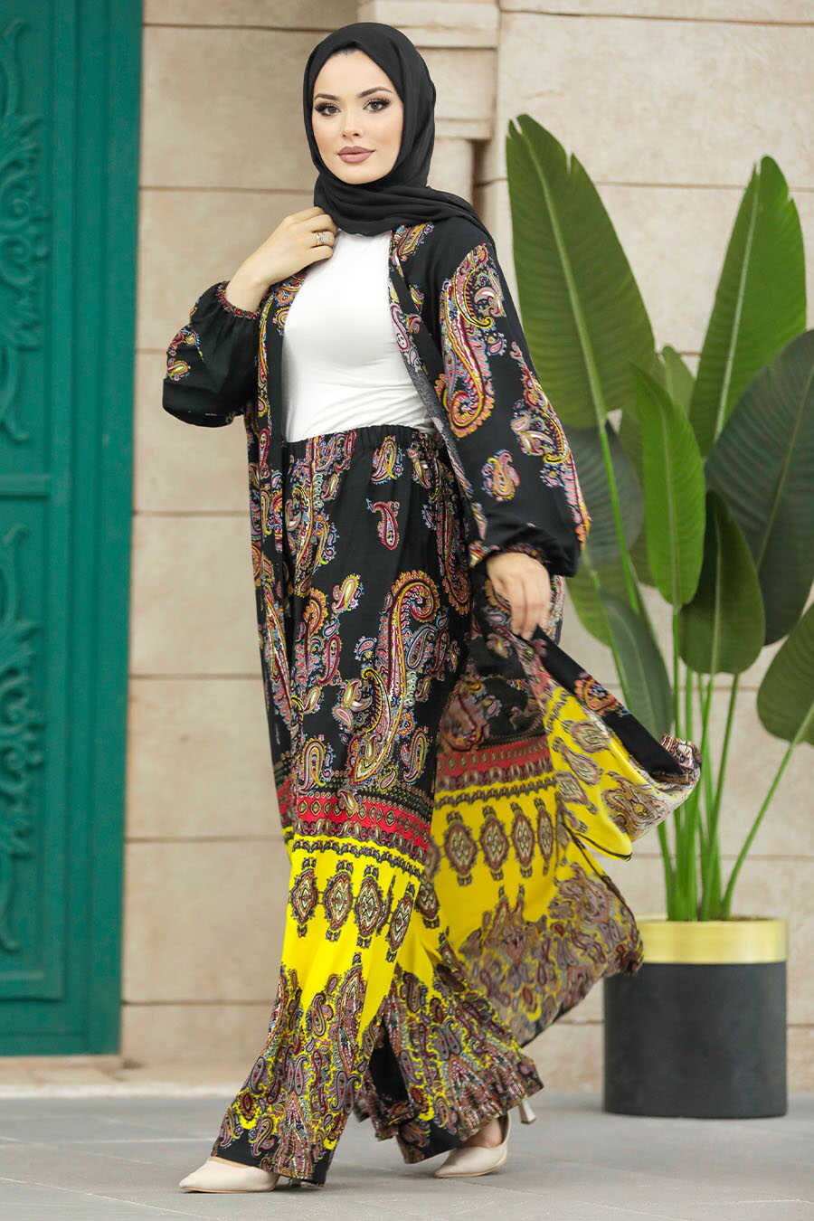 Neva Style - Patterned Hijab For Women Dual Suit 50042DSN26
