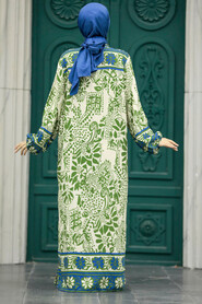  Patterned Khaki Hijab For Women Dual Suit 50047HK - 3