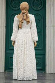  Patterned Long Muslim Dress 11078DSN - 3