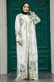  Patterned Mint Hijab For Women Dual Suit 50042MINT - 1