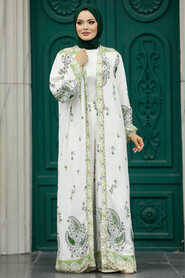  Patterned Mint Hijab For Women Dual Suit 50042MINT - 2
