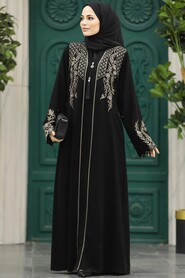  Patterned Plus Size Abaya 41565DSN - 2