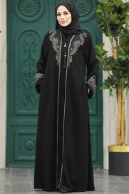  Patterned Plus Size Abaya 41565DSN2 