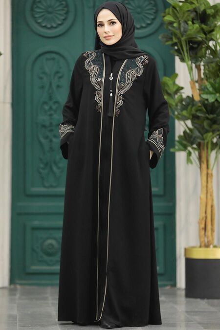  Patterned Plus Size Abaya 41565DSN2 - NEVA STYLE