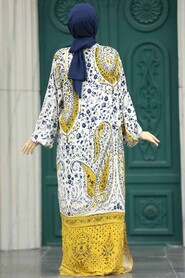  Patterned Yellow Hijab For Women Dual Suit 50045SR - 3