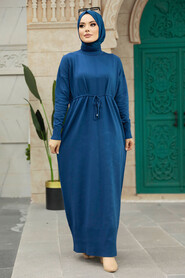  Petrol Blue Hijab Mercerized Dress 10158PM - 2