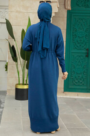  Petrol Blue Hijab Mercerized Dress 10158PM - 3