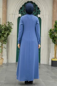  Petrol Blue Hijab Turkish Dress 34231PM - 3