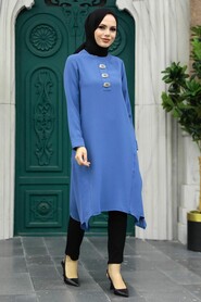 Petrol Blue Hijab Turkish Tunic 24471PM - 2