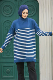  Petrol Blue Knitwear Hijab Tunic 10141PM - 2