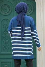  Petrol Blue Knitwear Hijab Tunic 10141PM - 3