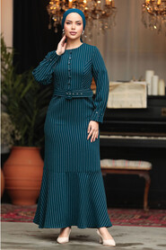  Petrol Blue Modest Dress 57452PM - 1