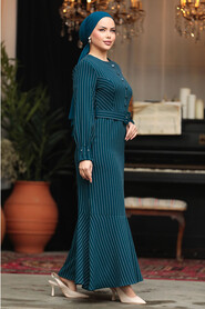  Petrol Blue Modest Dress 57452PM - 2