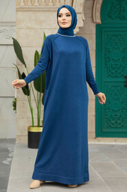 Petrol Blue Modest Mercerized Dress 10169PM - 2