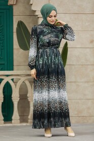  Petrol Green Hijab Dress 3878PY - 2