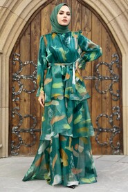  Petrol Green Hijab For Women Dress 3825PY - 3