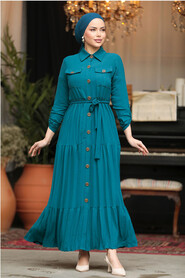  Petrol Green Long Sleeve Dress 40971PY - 1