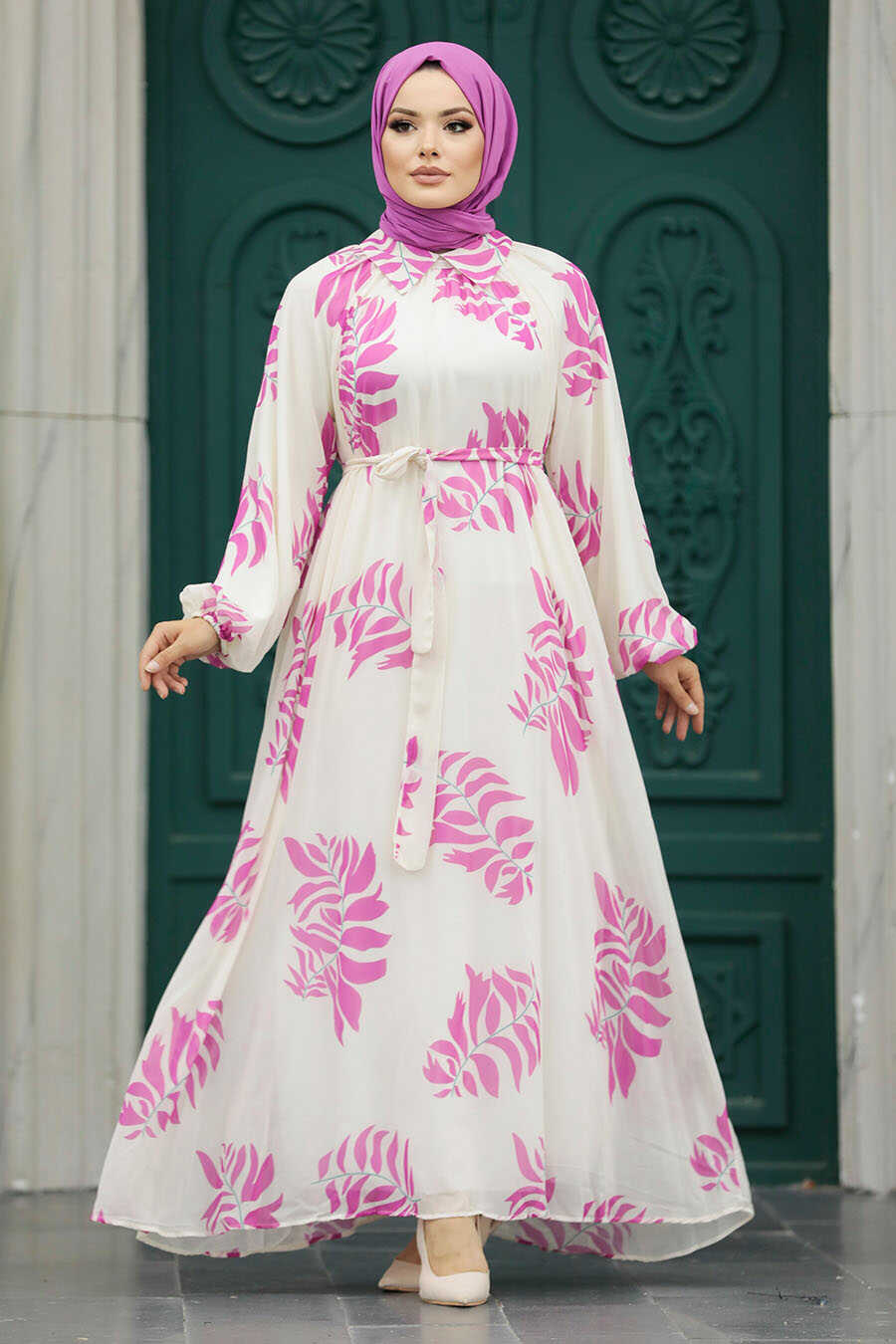 Neva Style - Pink Hijab Maxi Dress 20042P