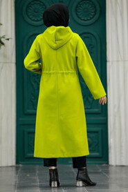 Neva Style - Pistachio Green Long Sleeve Coat 5947FY - Thumbnail