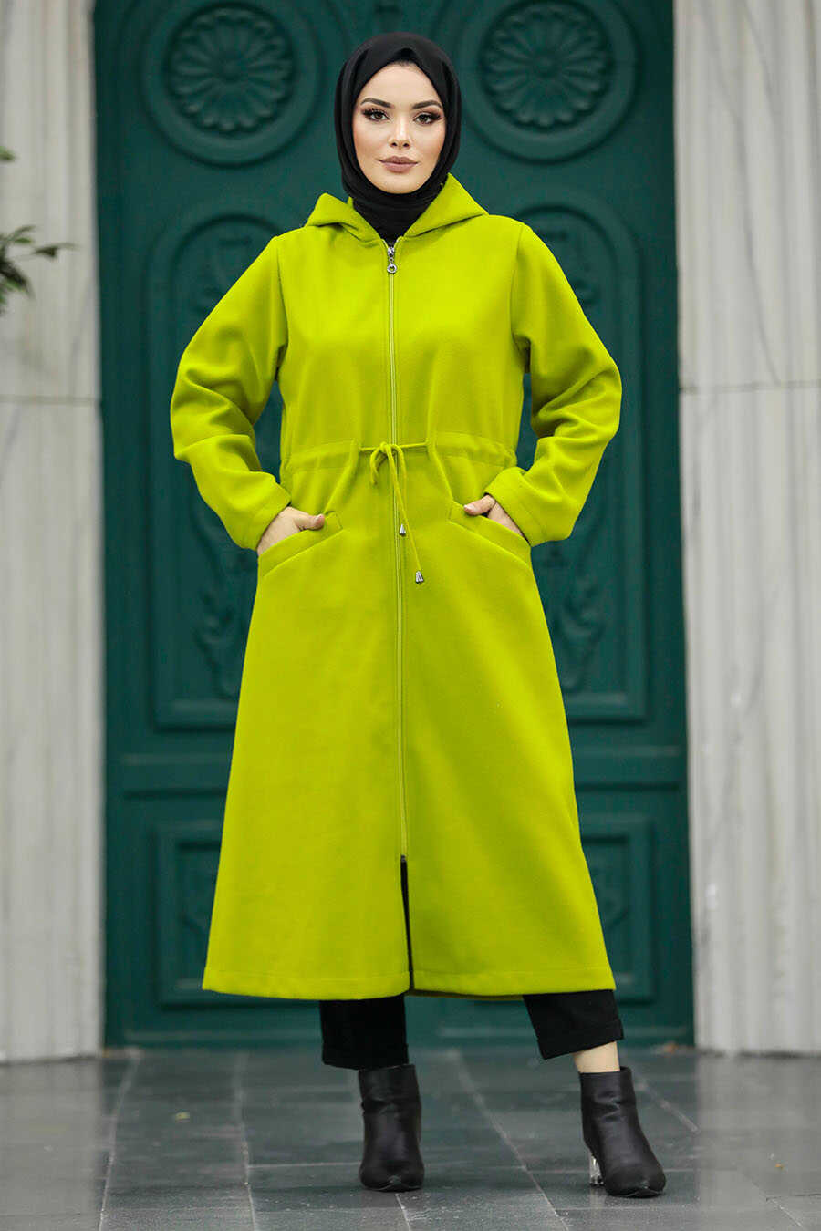 Neva Style - Pistachio Green Long Sleeve Coat 5947FY
