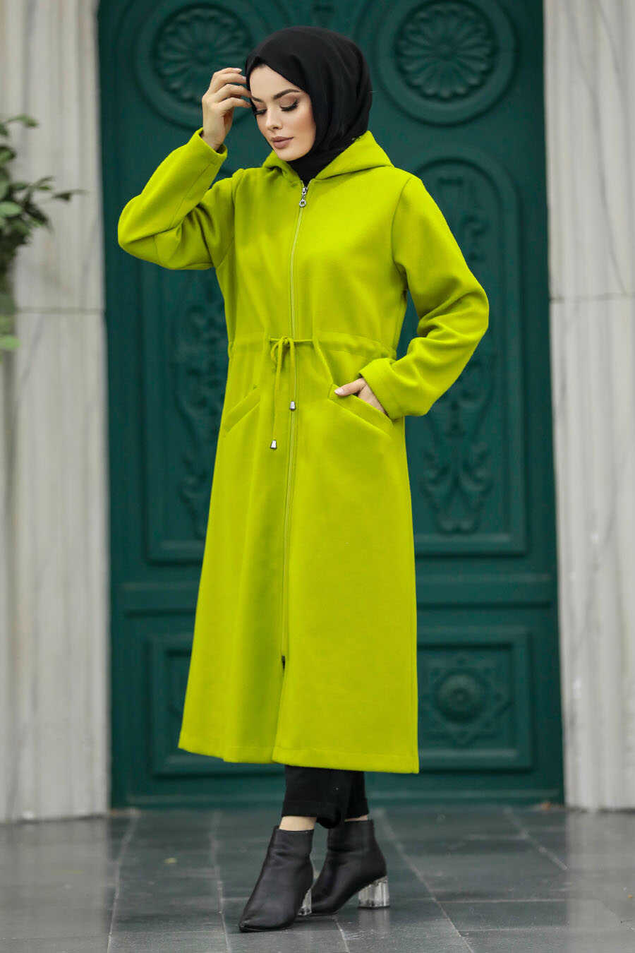 Neva Style - Pistachio Green Long Sleeve Coat 5947FY