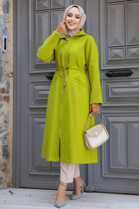  Pistachio Green Long Sleeve Coat 5947FY - NEVA STYLE